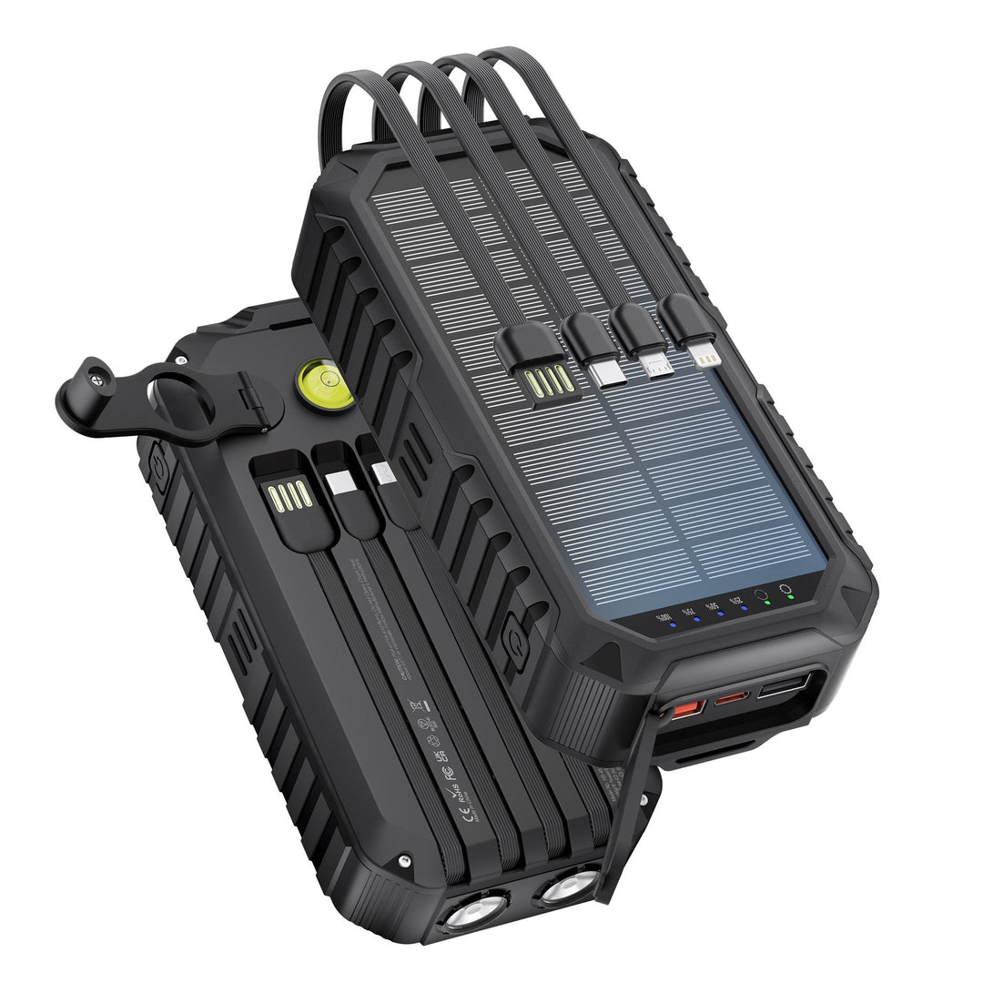 Solar Power Bank with Integrated Charging Cables and LED Flashlight Kalsten