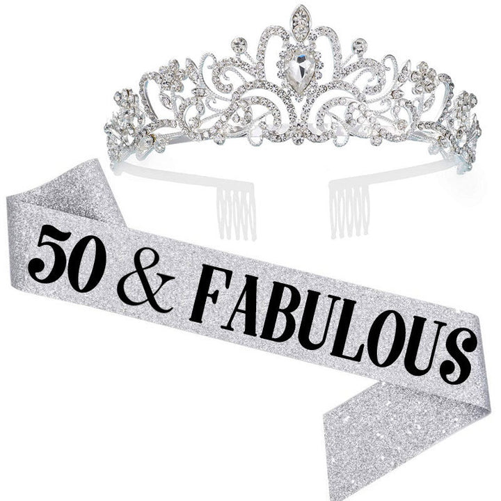 Women's Glamorous Anniversary Crown with Elegant Banner Kalsten