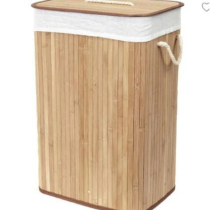 Elegant Laundry Basket Made of Bamboo with Practical Lid Acalora