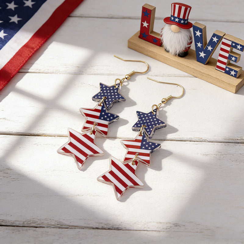 Women's eye-catching statement earrings made of acrylic with patriotic bow pendant Kalsten