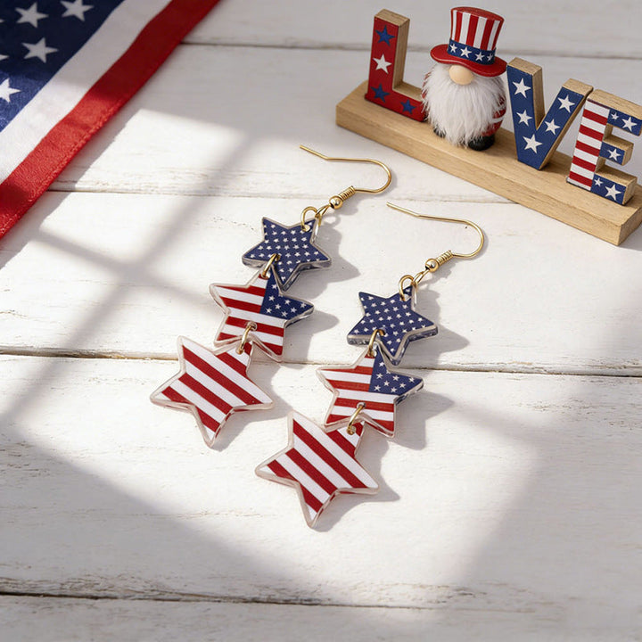 Ladies nan statement earrings with bow shape and American flag pendant Kalsten