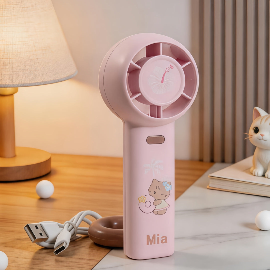 Women's Portable Handheld Fan with Ergonomic Design and Cute Kalsten  Motif