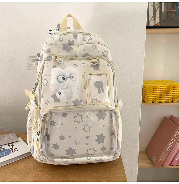 Star-Patterned Transparent Front Backpack Kalsten