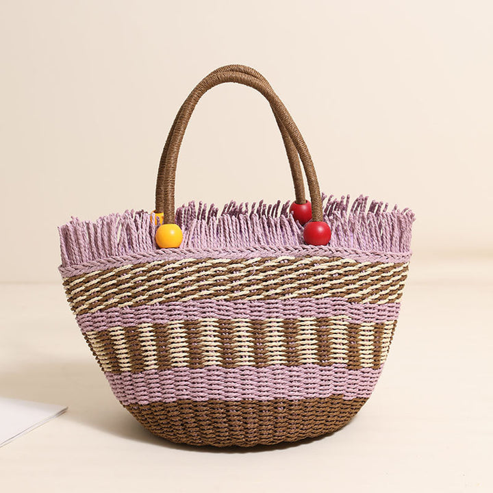 Stylish tote bag with colorful fringes Kalsten