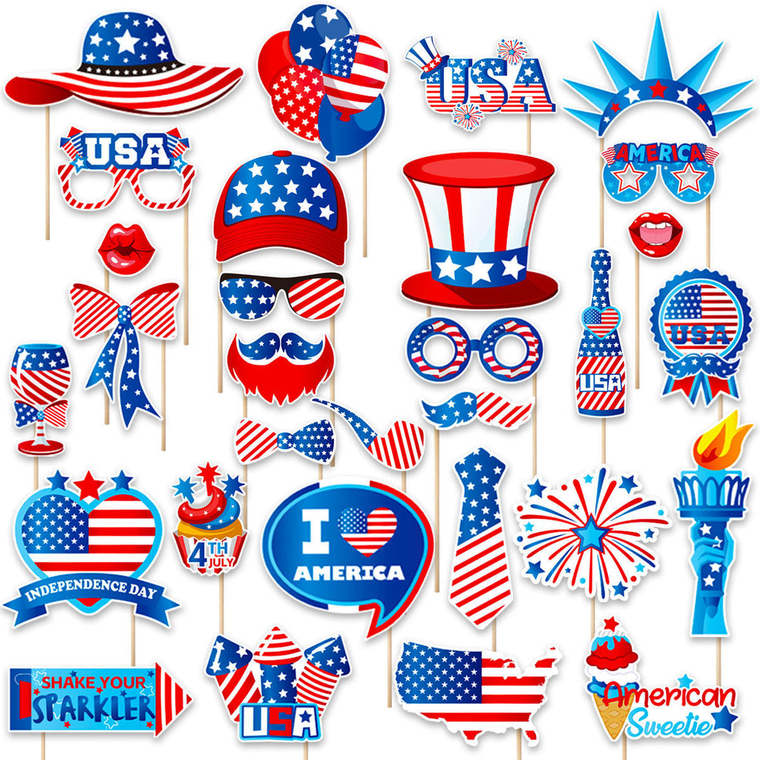 Unisex nan Photo booth props set with wooden sticks and self-adhesive pads Kalsten