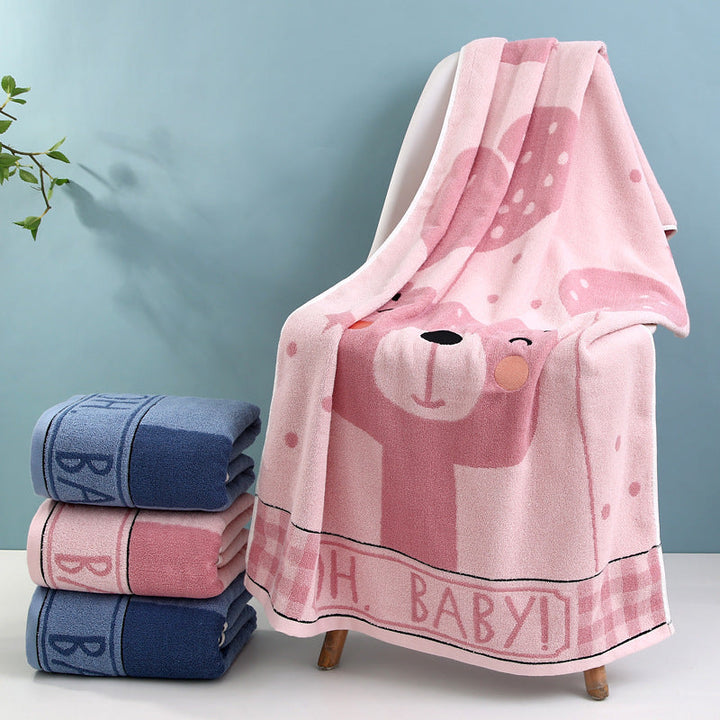 Cozy Terry Bath Towel With Cute Bear Motif Kalsten