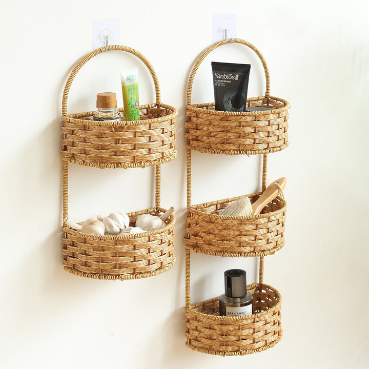 Double-Tiered Wicker Storage Basket Kalsten