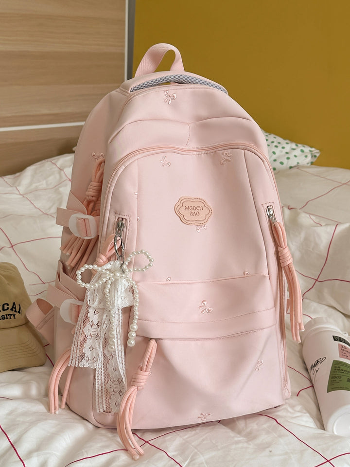 Detailed Embroidered School Backpack