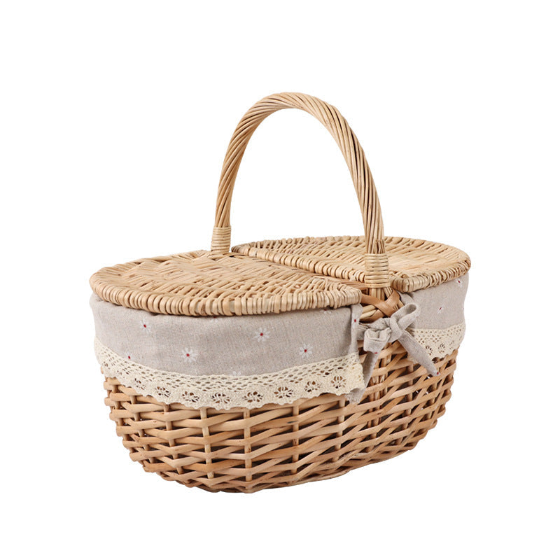 Ladies stylish storage basket with decorative fabric trim Kalsten