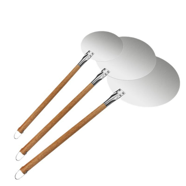 round stainless steel pizza peel set with long hardwood handles Kalsten