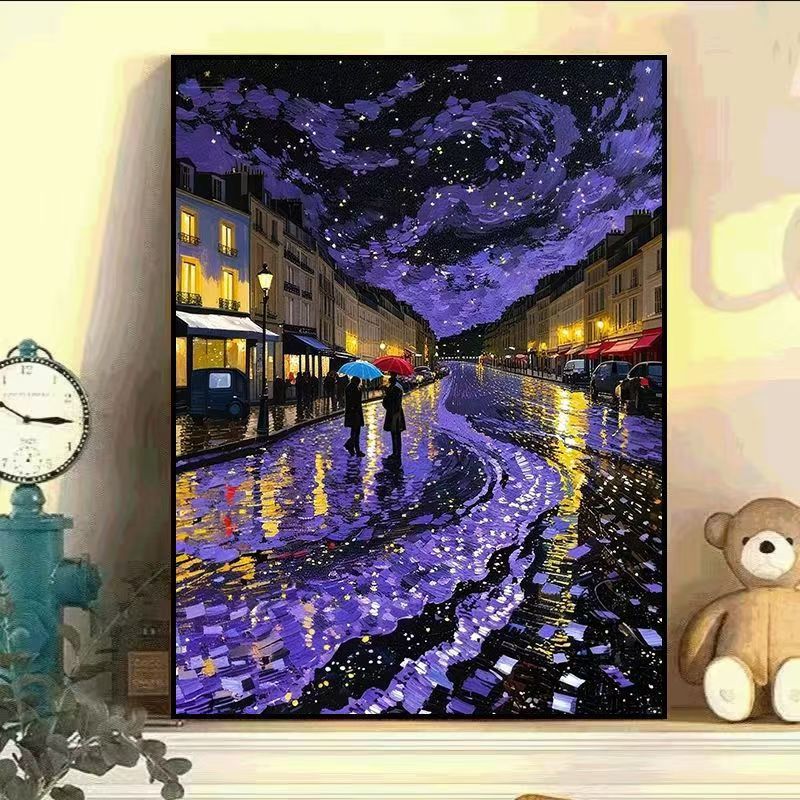 Eiffel Tower Night Scene Canvas Art Kalsten