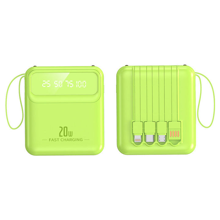 Portable power bank with integrated charging cables and digital capacity display Kalsten