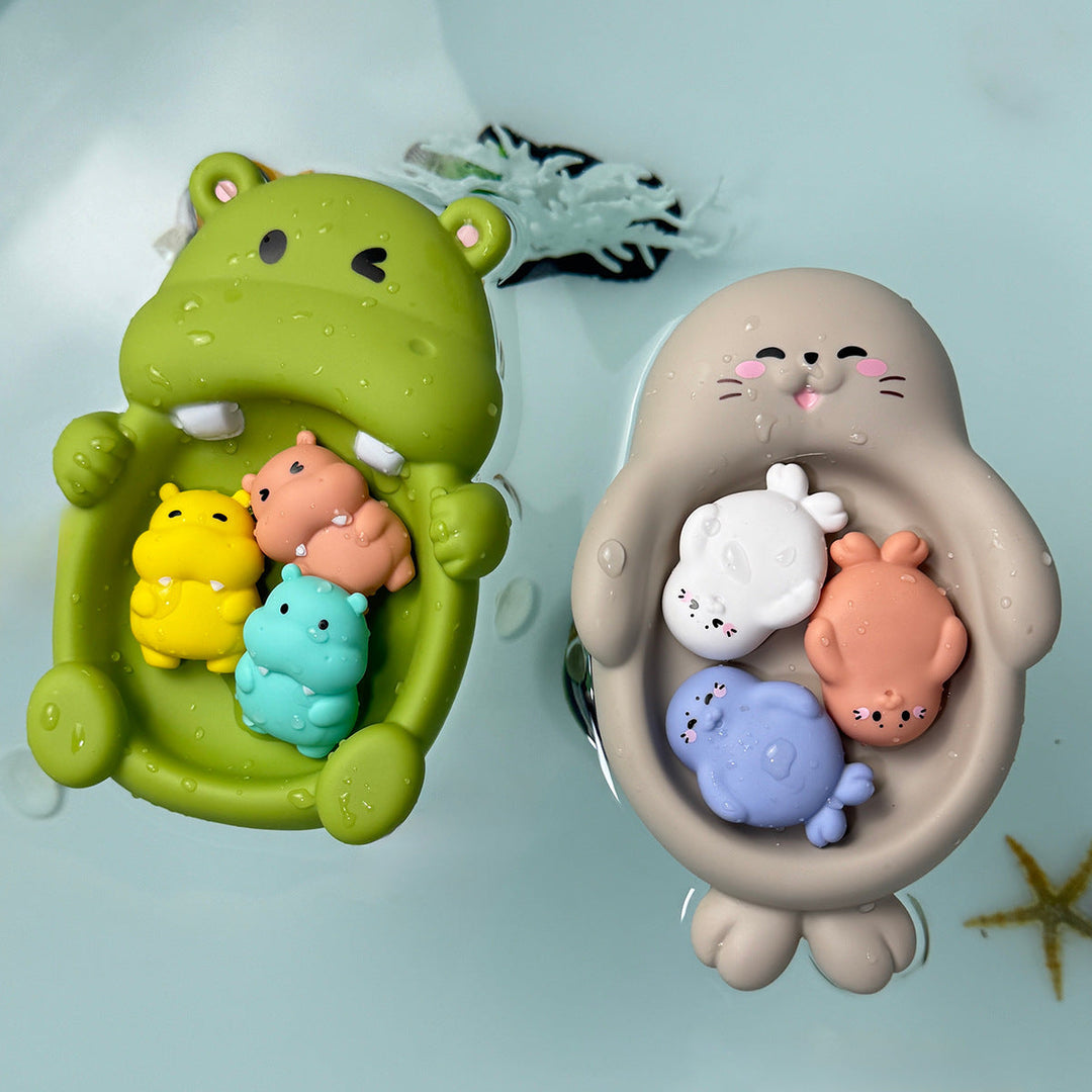 Unisex Bath Fun Toy Set with Cute Hippopotamus Figures Kalsten
