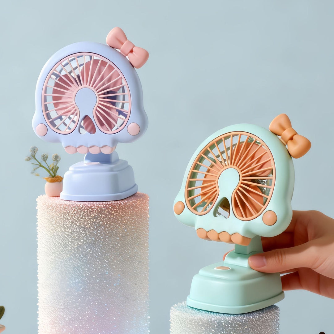Ladies Portable Hand Fan in Unique Skull Design Kalsten