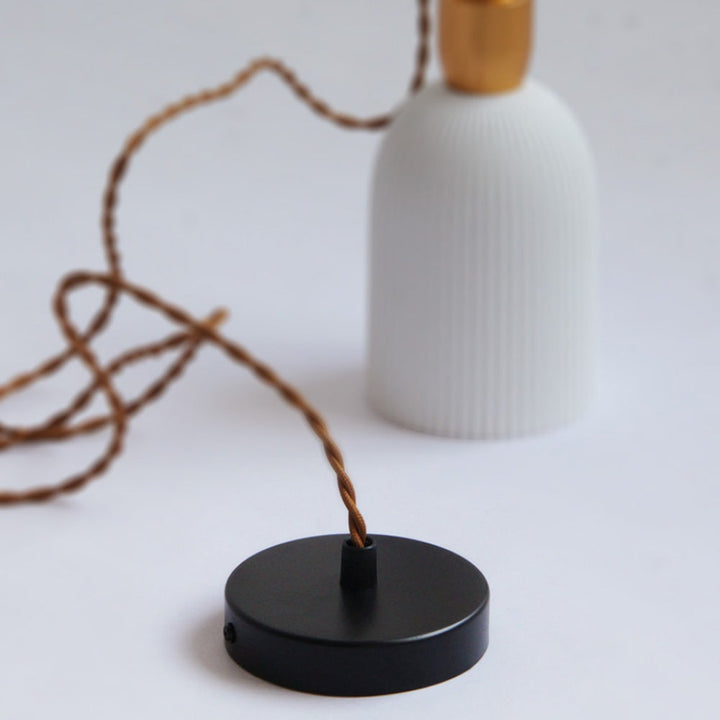 Retro Pleated Ceramic Brass Cocoon Pendant Lamp | Kalsten