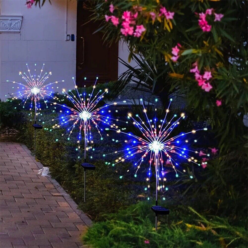 Solar-Powered LED Firework Garden Stake Lights With Sparkle Burst Design Kalsten