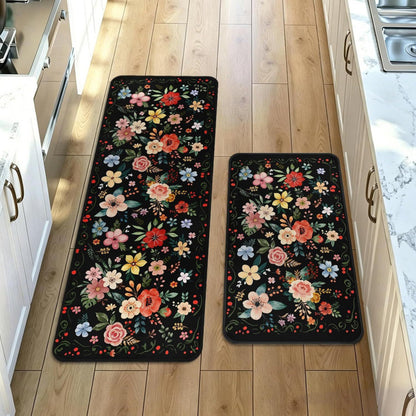 Floral Pattern Kitchen Comfort Mat Set Acalora