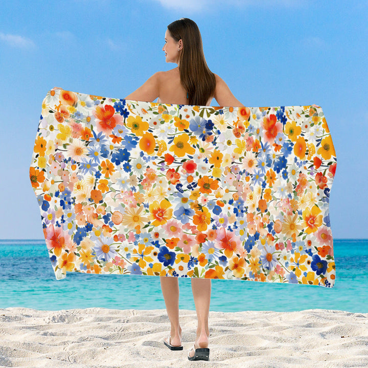 Beach towel with elegant floral watercolor design Kalsten