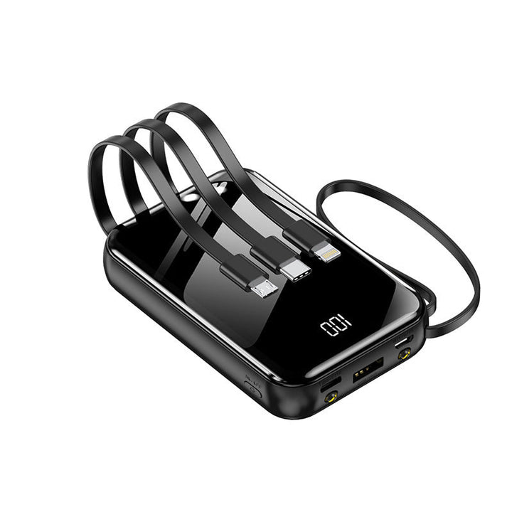 Portable power bank with integrated charging cables and digital display Kalsten