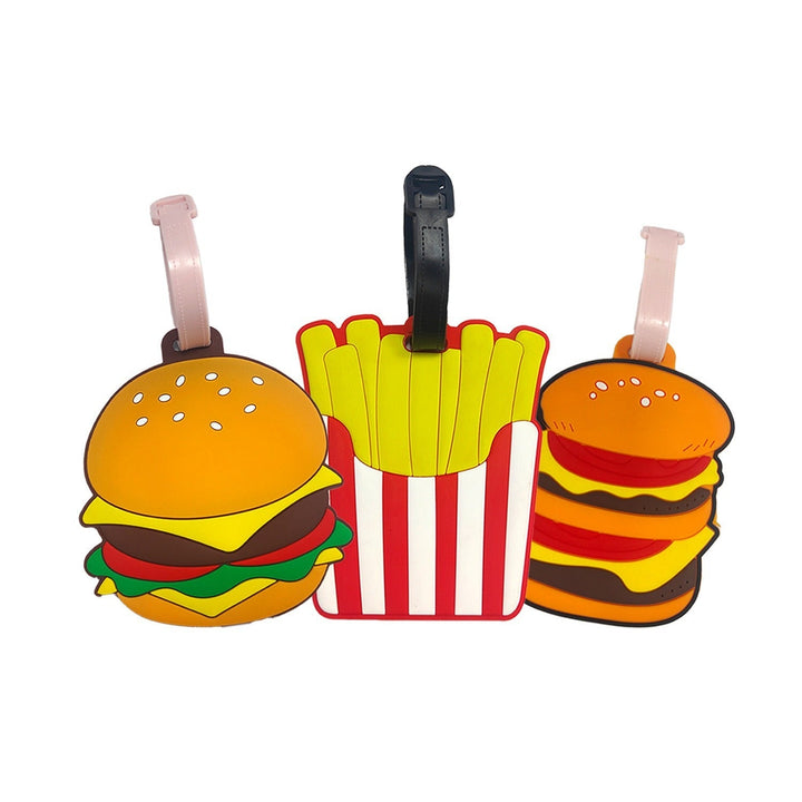novelty burger shaped silicone luggage tag with flexible strap Kalsten