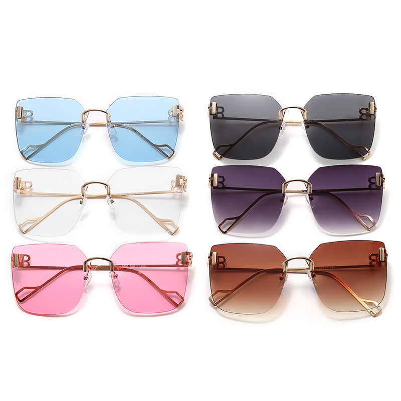 Women elegant square sunglasses with gold-colored metal frame Kalsten