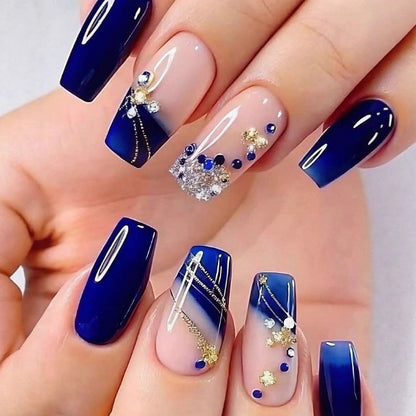Artificial nails in luxurious ombre design with glitter accents Acalora