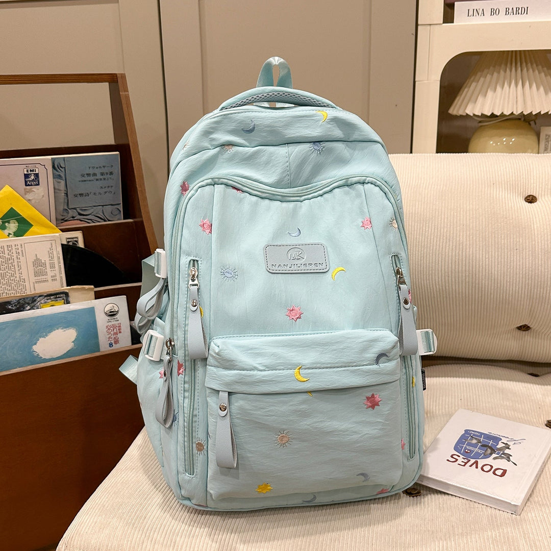 Multi-Pocket Graphic Embellished School Backpack