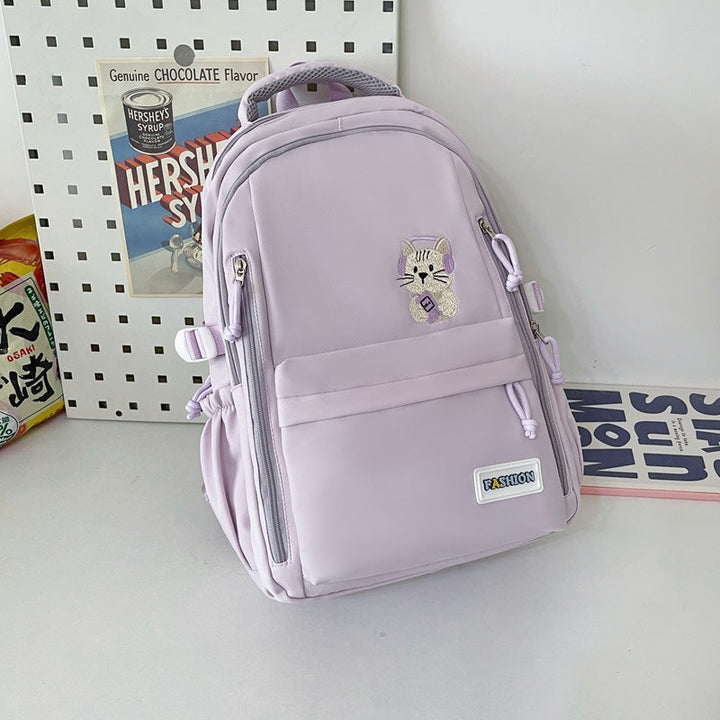 Cute Embroidered Animal-themed School Backpack