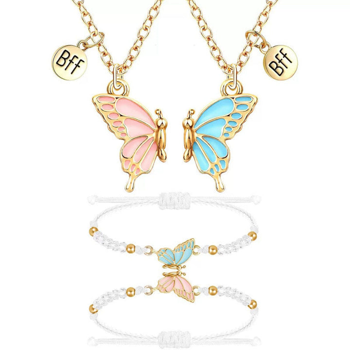 Butterfly Charm Necklace and Bracelet Set Kalsten