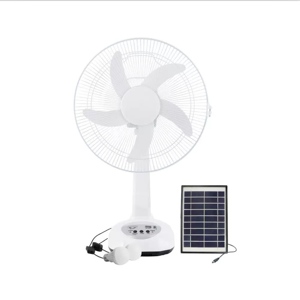 Women's portable solar stand fan with LED lighting and integrated USB connection Kalsten