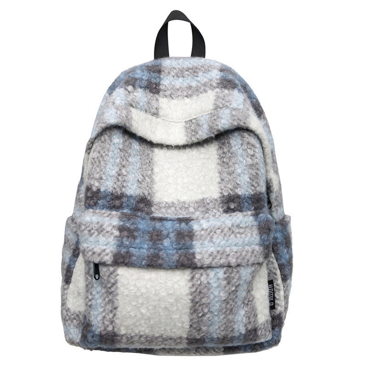 Cozy Fleece Checkered School Backpack Kalsten