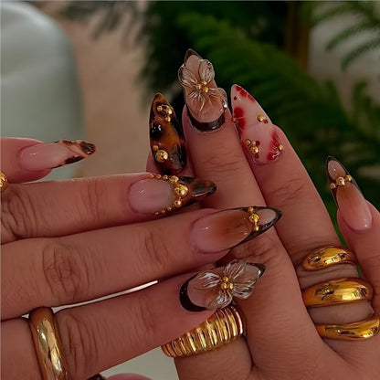 Artistic 3D Floral Press-On Nail Art Set Acalora