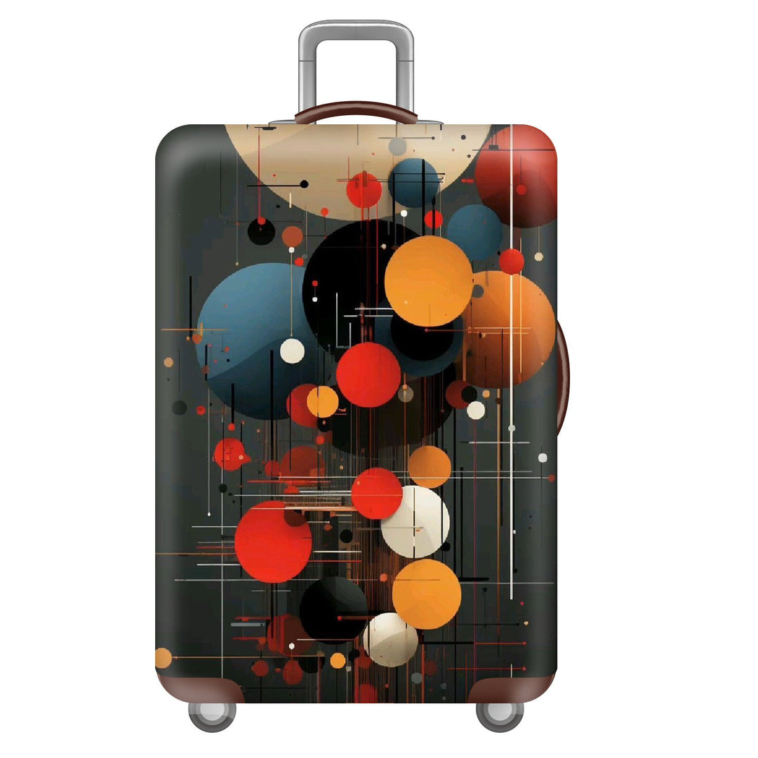 Unisex large hard shell suitcase with sturdy trolley handle and elastic motif protective cover superhero design Kalsten