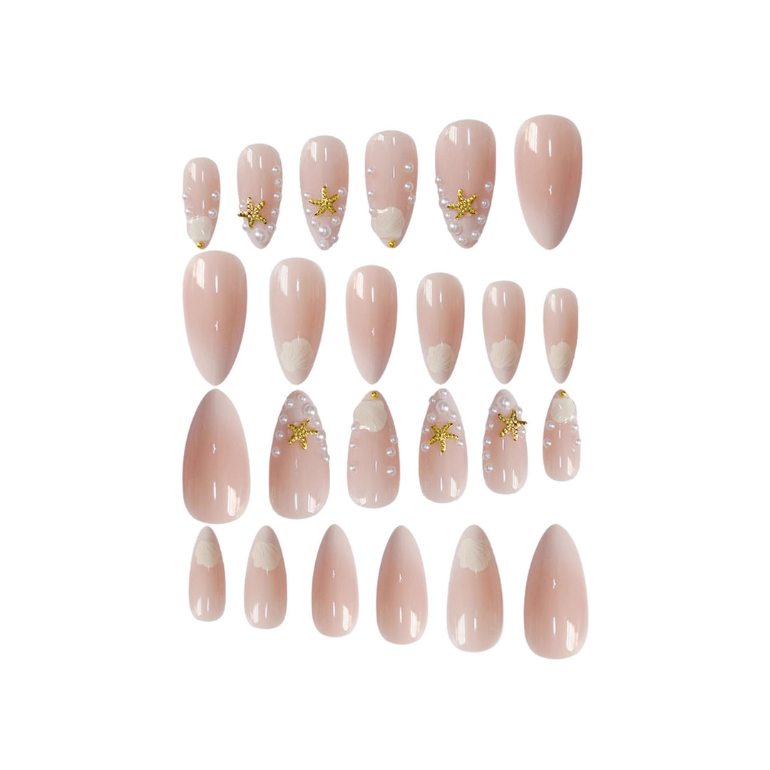 Artistic Shell-Inspired Press-On Nail Art Kalsten