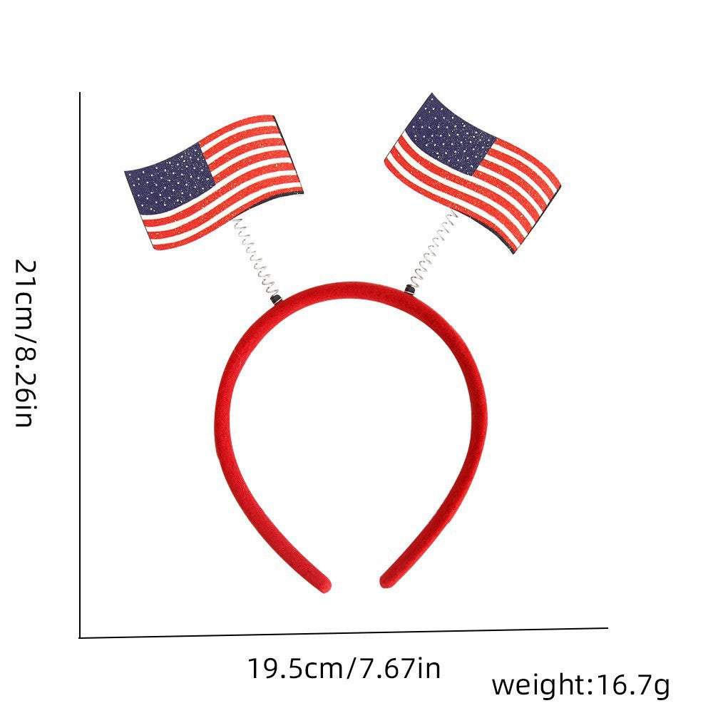 Unisex nan eye-catching party headband with attached pom poms, star tinsel, and small flag pendants Kalsten
