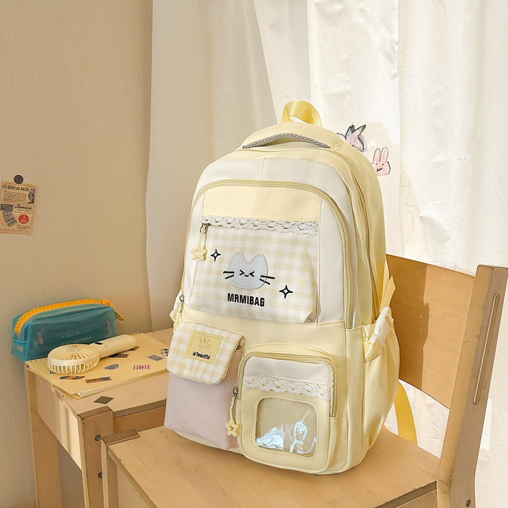 Cute Character Design Multi-Pocket School Backpack