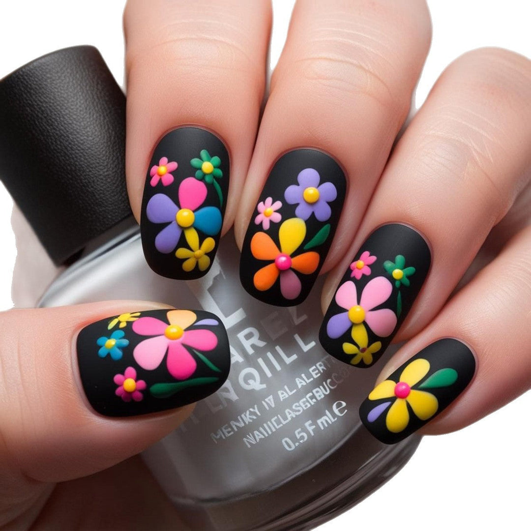 Artificial nails with colorful flower pattern Kalsten
