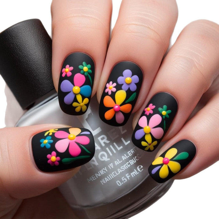 Artificial nails with colorful flower pattern Kalsten