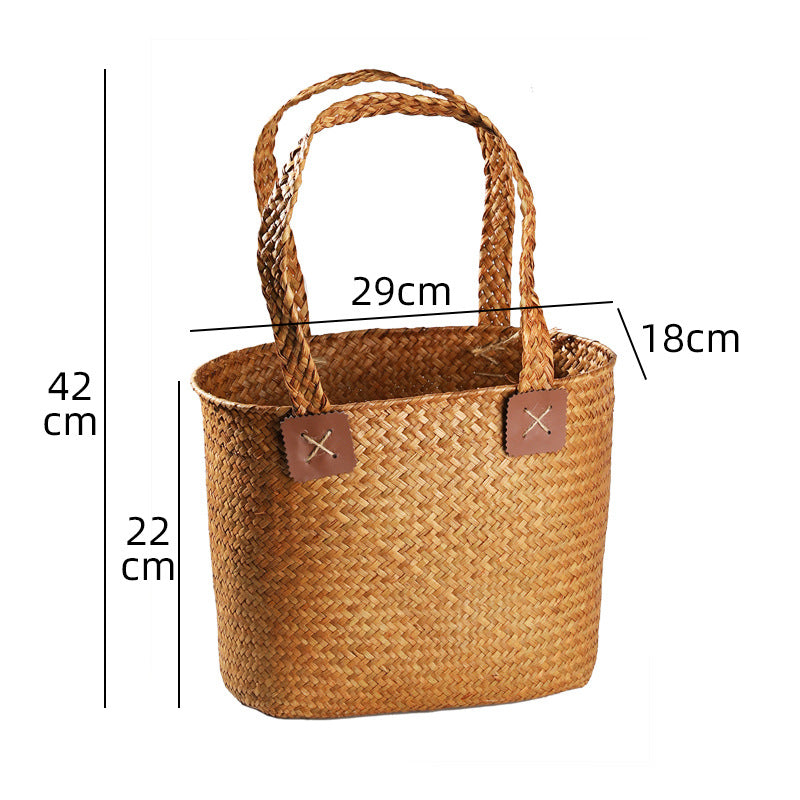 Handwoven Natural Wicker Shopping Basket Kalsten