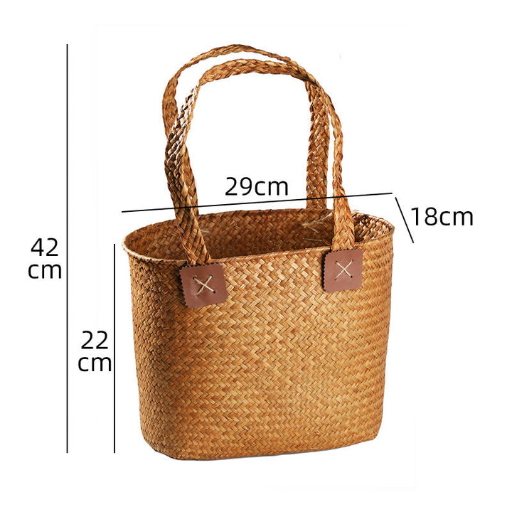 Handwoven Natural Wicker Shopping Basket Kalsten