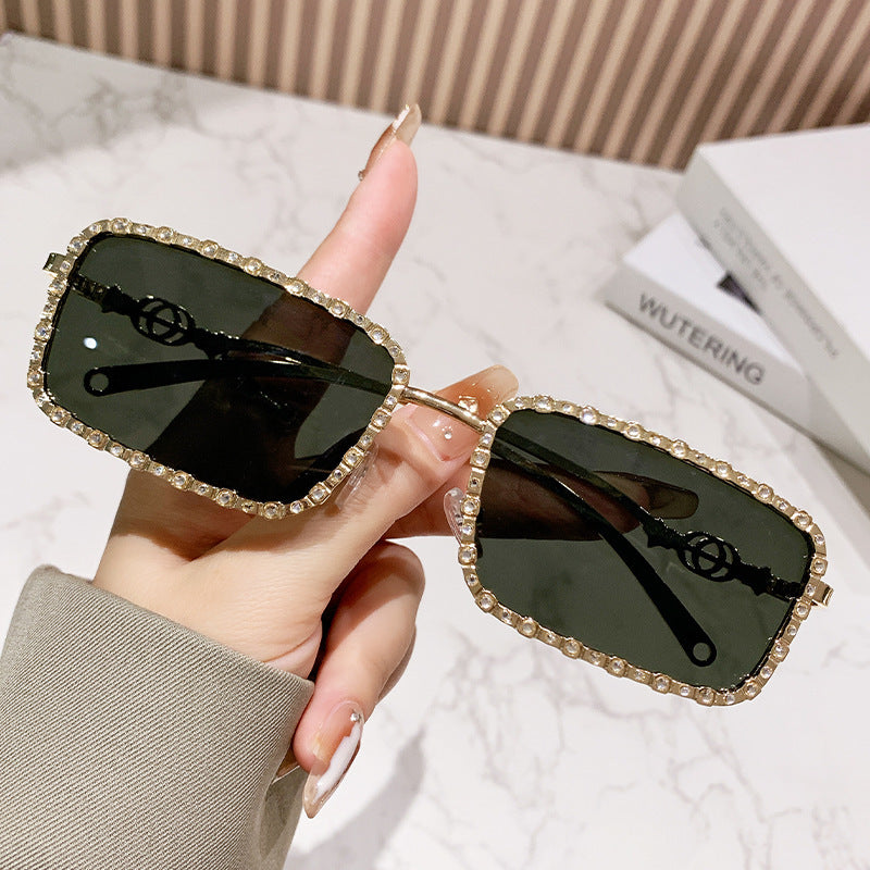 Women's elegant square sunglasses with luxurious rhinestone frame Kalsten