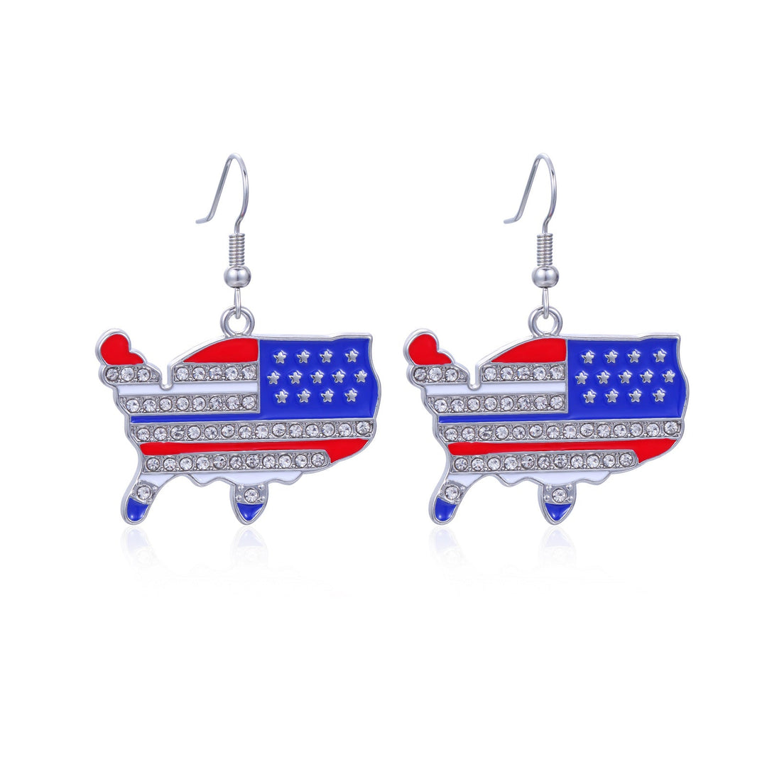 Women's star-shaped enamel earrings with USA flag motif and gold-plated fish Kalsten