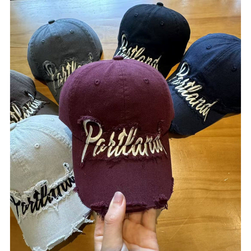Unisex Distressed Cotton Baseball Cap Kalsten