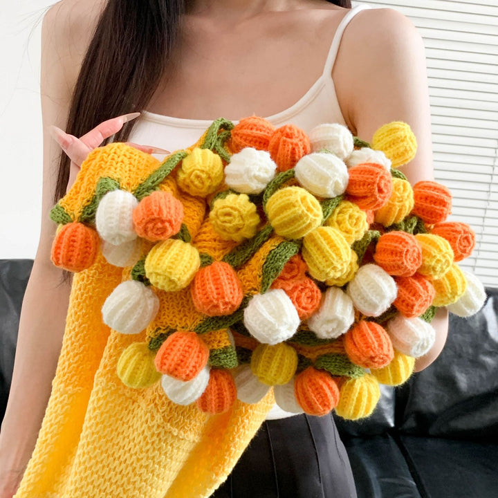 Elegant Handmade Flower Knitted Blanket Kalsten