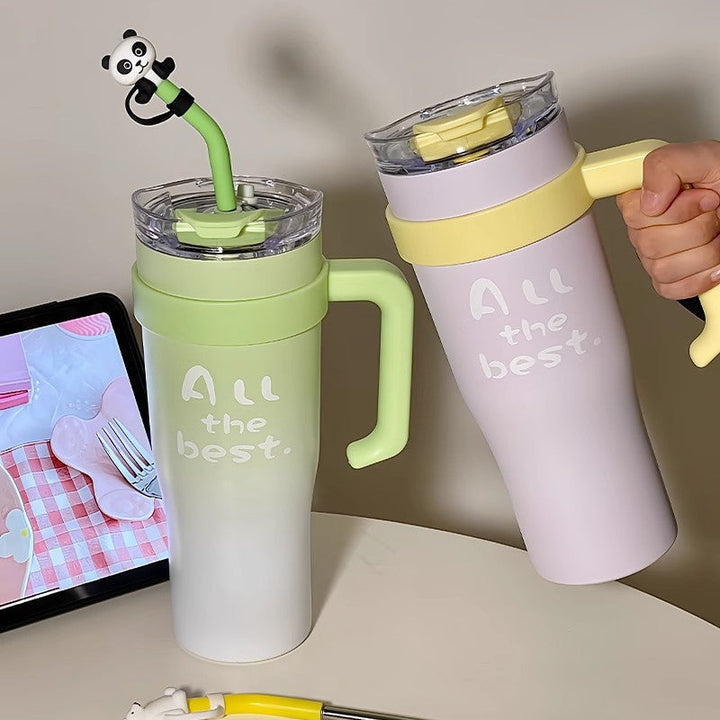 Women’s insulated cup with integrated straw and practical handle Kalsten