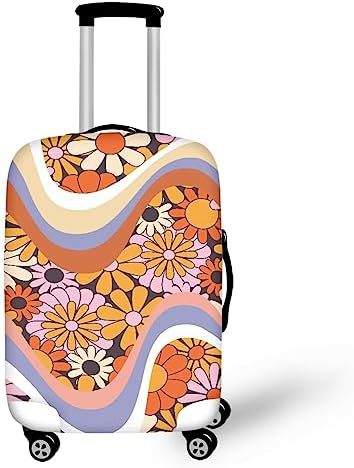 Unisex nano elastic suitcase cover with horse and sunflower motif, stretchable stretch protection for hard shell trolley with zipper Kalsten