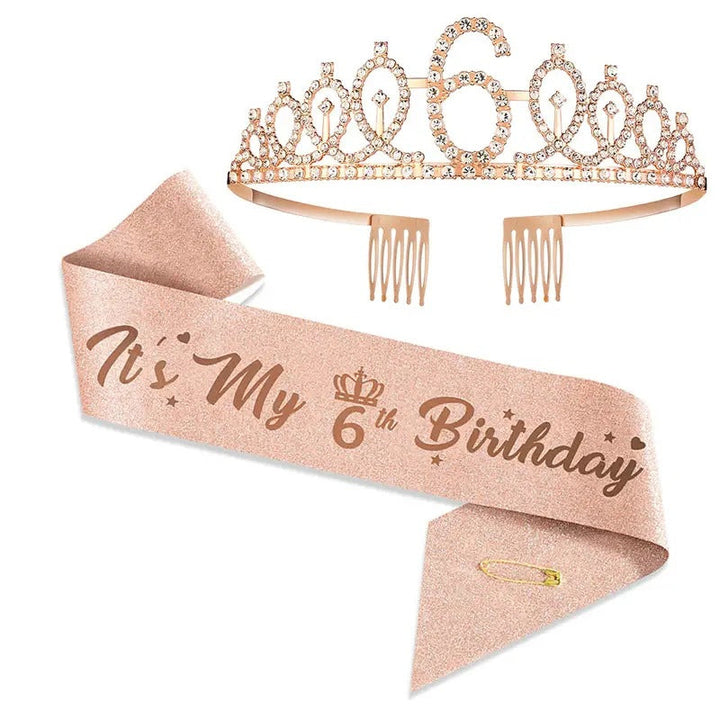 Women Glittering Tiaras with Festive Birthday Banner Kalsten