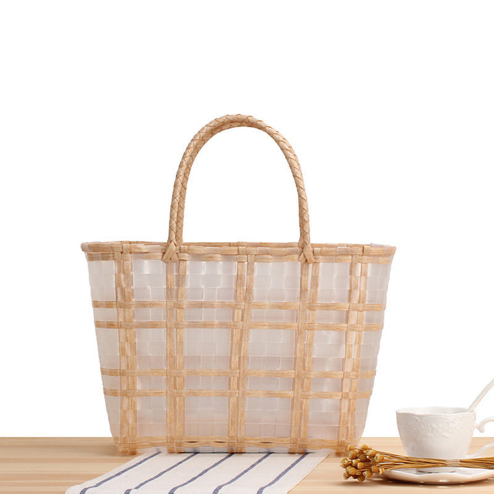 Modern basket bag with refined stripes Kalsten