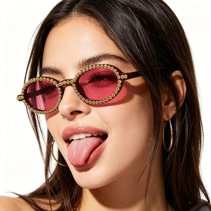 Ladies fashionable sunglasses with floral crystal frame Kalsten