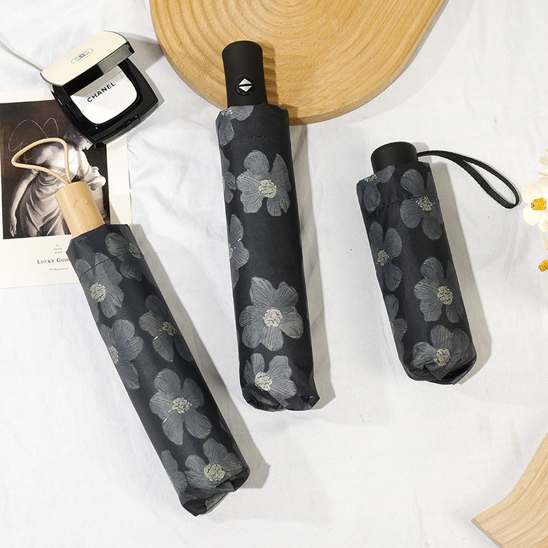 Ladies Mini Folding Umbrella with Elegant Floral Print Kalsten
